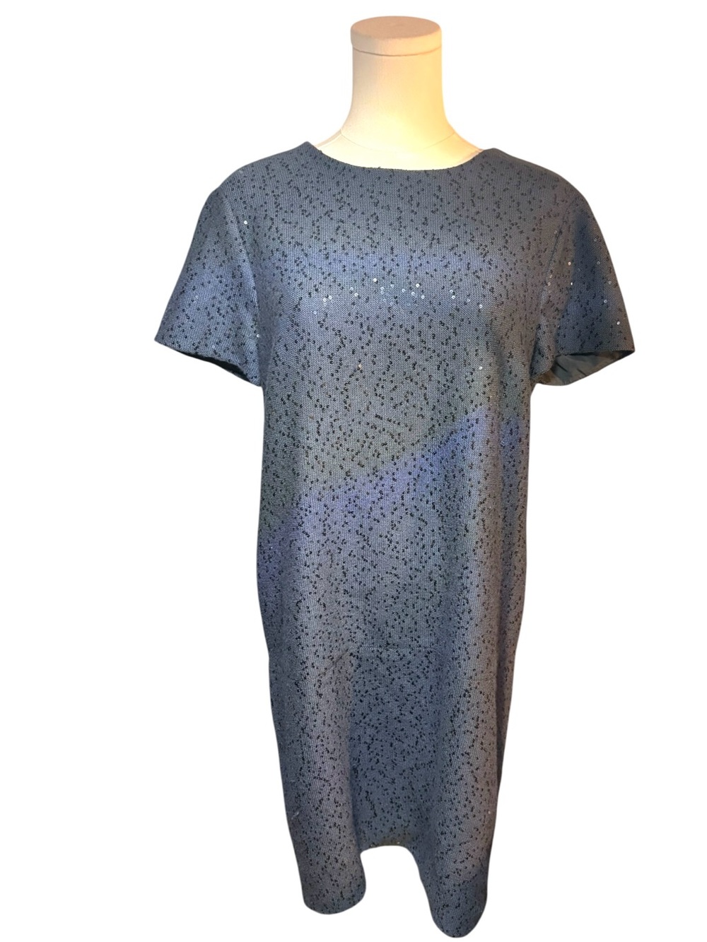 Brunello Cucinelli Navy Cashmere Sequinned Dress in Sz L - Picture 8 of 11